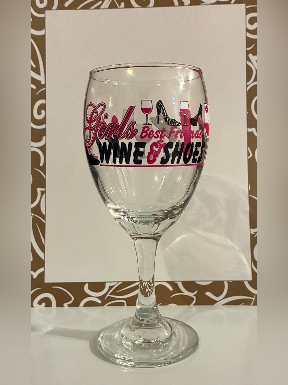 Girls Best Friends Pink Wine Glass - Wine & Shoes